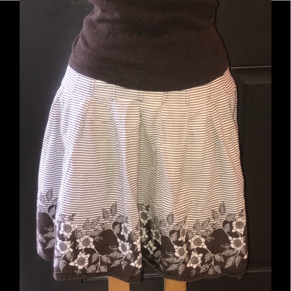 Brown & Cream stripe & Floral Flowing skirt sz 3 - Picture 2 of 4